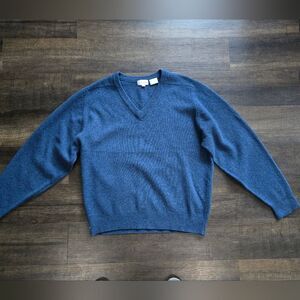 Vintage Jacobson's Lambswool V-Neck Sweater Blue Men's Size M GrandpaCore